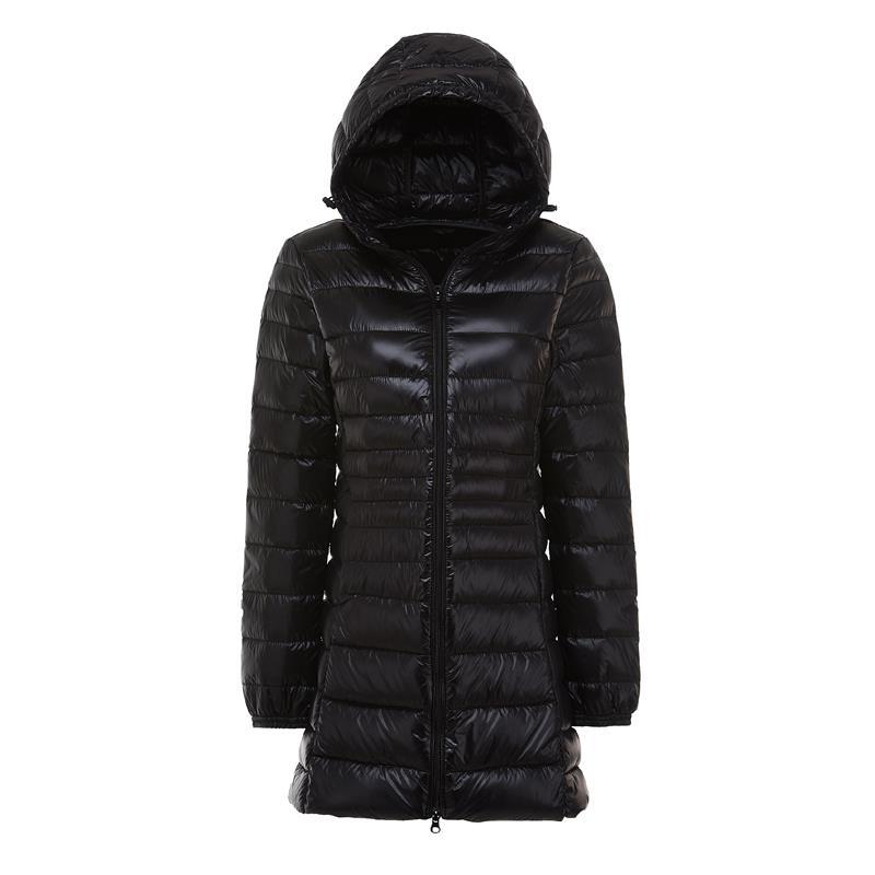 FASHION  Light Down Jacket Women's Medium  Long Fattened Plus Size Removable Cap Lightweight Ultra-thin Jacket Tide Clothes