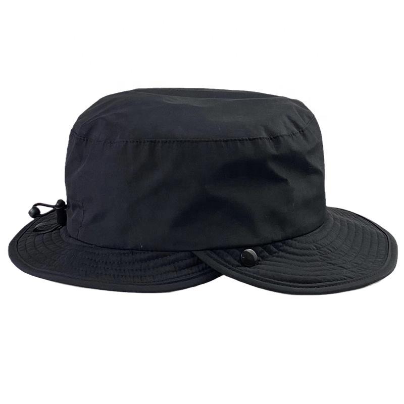 Custom Design Quick Dry Nylon Fishing Hat Unisex Outdoor Fashion Adjustable Beach & Casual Running Bucket Hat in Black