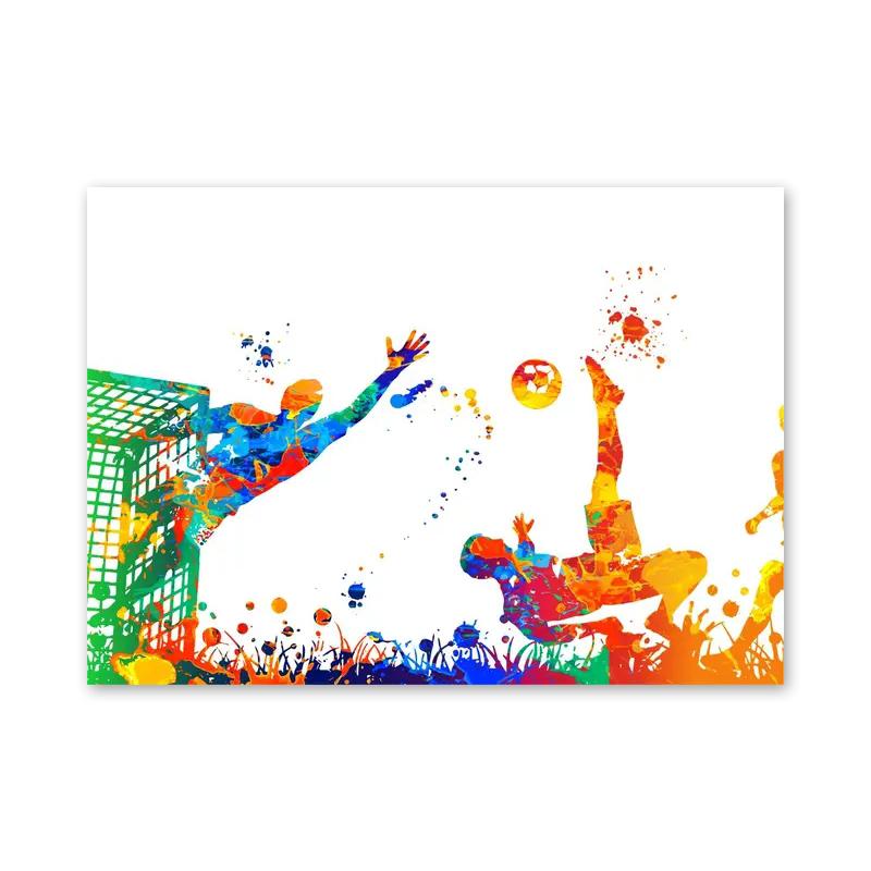 Абстрактные акварельные плакаты и принты молодые баскетболисты современное настенное искусство холст живопись для спортивных комнат украшение дома