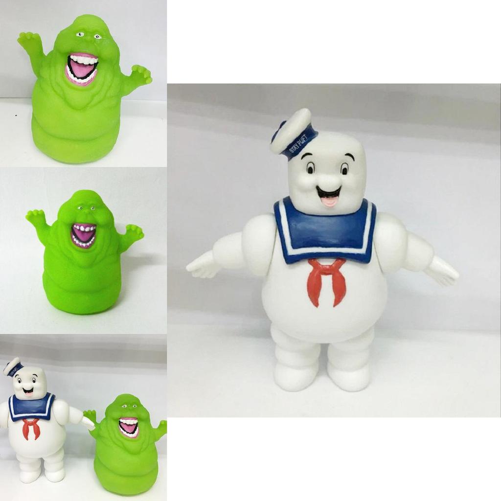 Premium Quality Ghostbusters Marshmallow Man And Slimer Green Ghost Figurine Set
