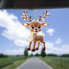 Christmas Reindeer Ornaments 2D Flat Acrylic Car Mirror Pendant Festive Holiday Home Tree Decorations