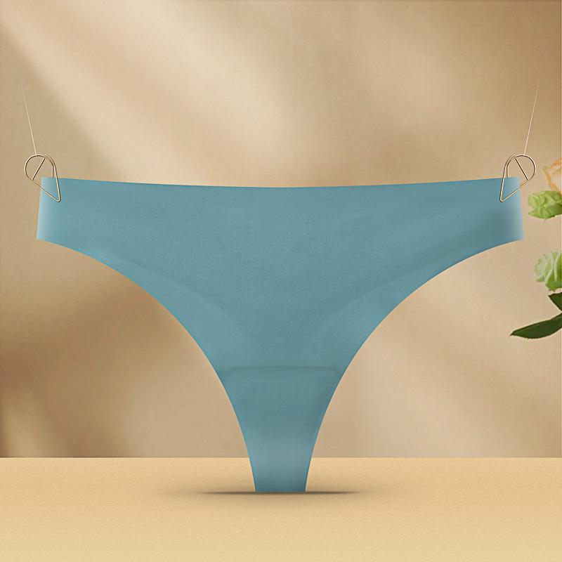 Европейские и американские женские бесшовные стринги из ледяного шелка с низкой талией