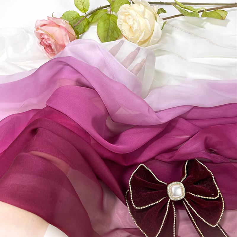 2M Ткань шифон градиентного цвета радуги в древнем стиле 30D органза тюль для DIY ханьфу свадебного платья сценического декора