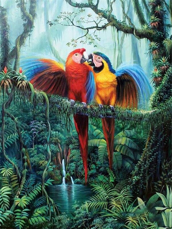 5D Diamond Painting Parrot Diamond Embroidery Full Round Drill Kits Animal Mosaic Diy Home Decor Art