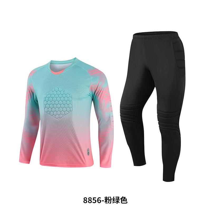Football goalkeeper jersey set Men's adult long-sleeved sponge pads Game training goalkeeper jersey Spot wholesale