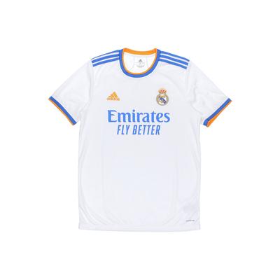 adidas Джерси Real Madrid 21-22 Home Fan Edition с полосками с логотипом, мужские топы белого цвета GQ1359