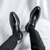 Leather Shoes Men's Formal Wear Business Casual Pointed Black Summer To Increase the Sense of High-end British Wedding Groom Shoes