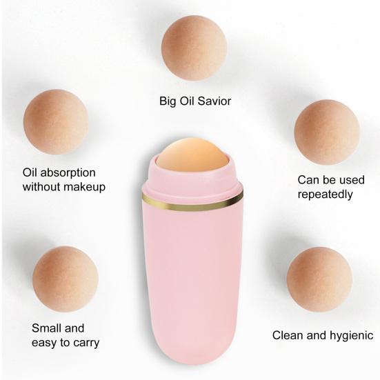 Маслопоглощающий валик Съемный мгновенный результат Сужение пор Ролик для контроля масла на лице Портативный маслопоглощающий вулканический валик для лица для женщин