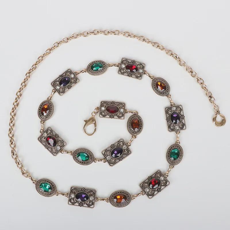 Женская цепочка на талию со стразами в стиле ретро: Универсальный, модный аксессуар для юбки