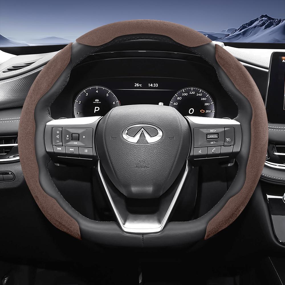 Bpzsw1 Подходит для рулевого колеса Infiniti Sports из замшевой кожи со съемной конструкцией на кнопках для моделей, таких как Q50 Qx50 Qx55