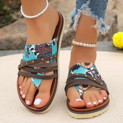 Женская обувь, новая акция, женские тапочки с открытым носком, летние римские разноцветные тапочки для отдыха на открытом воздухе, пляжные тапочки на плоской подошве, большого размера