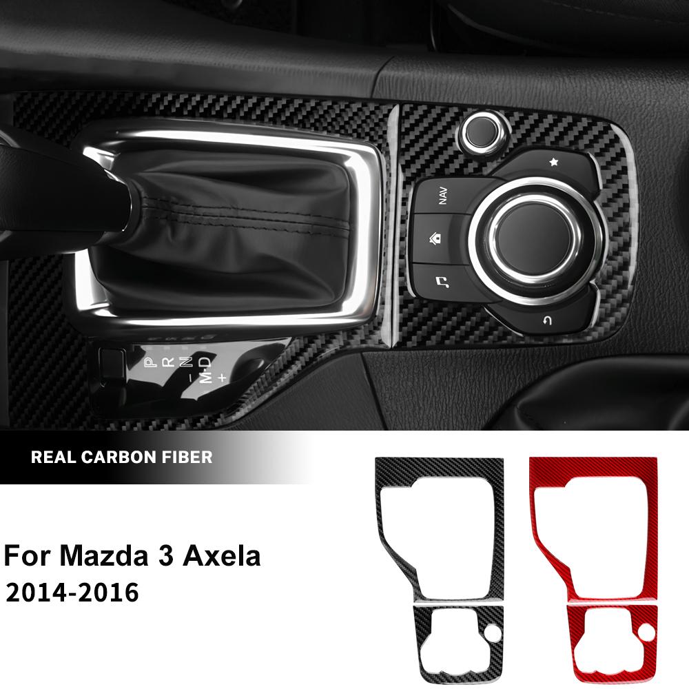 For Mazda 3 Axela 2014 2015 2016 Automatic Gear Shift Panel Real Soft Carbon Fiber Sticker Car Interior Trim Upgrade Auto Parts