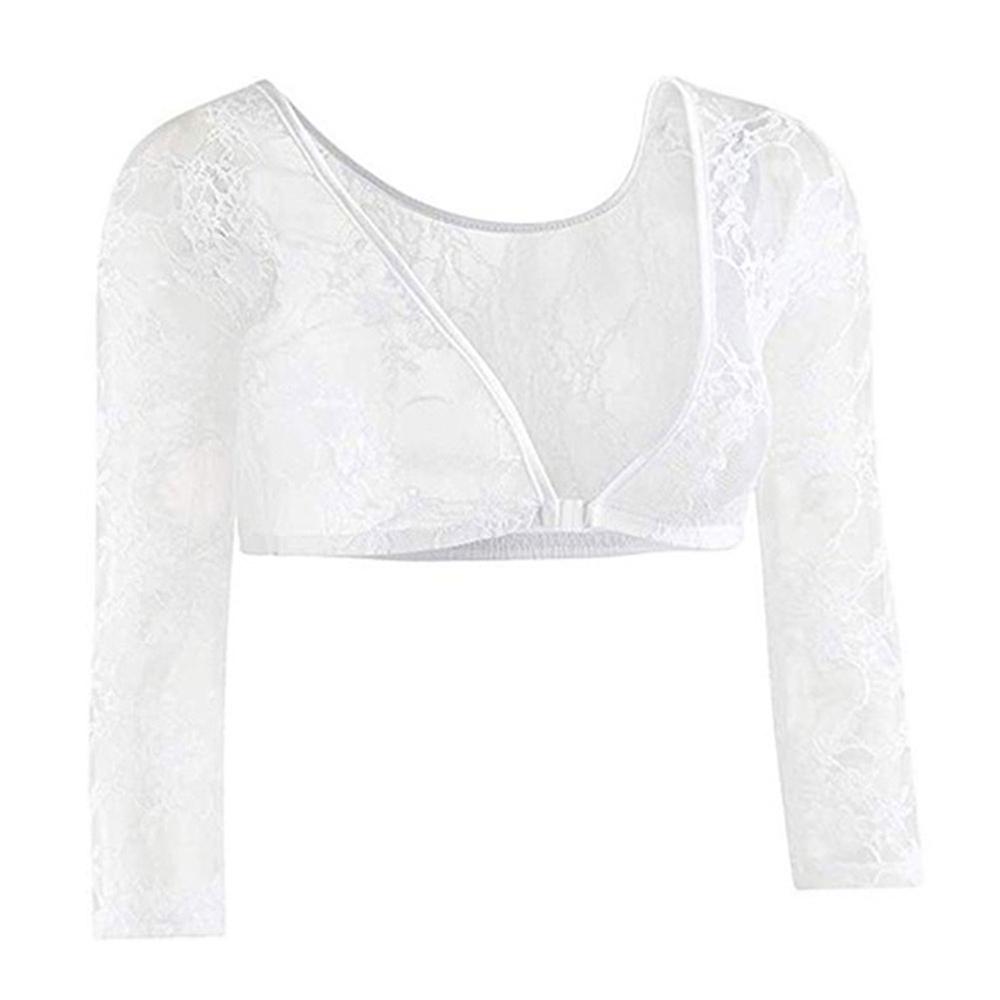 Women Tops Clothes Long Sleeve Floral Lace Vintage Dress Shrug Bolero Cardigan Slim Lace Jacket See-trough