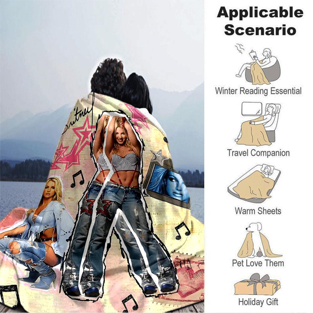 Britney Spears Fashion Collage Blanket Soft Throw Blanket For Home Bedroom Bed Sofa Travel Office Solid Christmas Blanket
