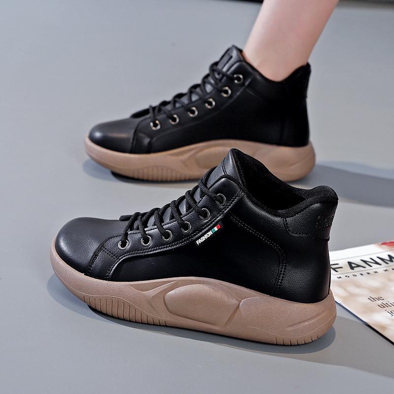 Women's Sports Shoes Spring and Autumn Style High Top White Shoes Student Versatile Sponge Cake Shoes