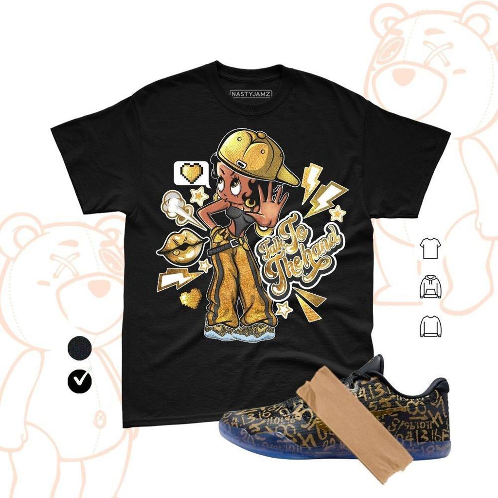 11 Protro Black Gold Talk To The Hand 2,Streetwear Graphic Tee, Unisex Casual Tee, Sneaker Match Shirt and kids tshirt, Bella Canvas Black Gold