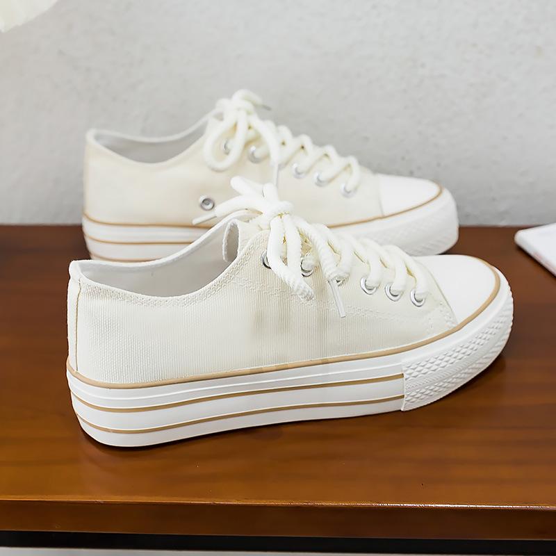Парусиновые туфли на платформе, новинка осени 2025 года, женские модные туфли в студенческом стиле, универсальные повседневные туфли на мягкой подошве 152