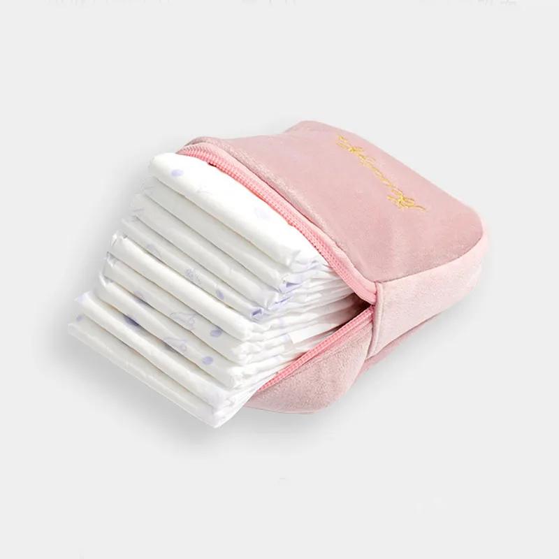 Flannel Makeup Bag Coin Purse Diaper Sanitary Napkin Storage Bag Jewelry Organizer Credit Card Pouch Case Tampon Pad Packaging