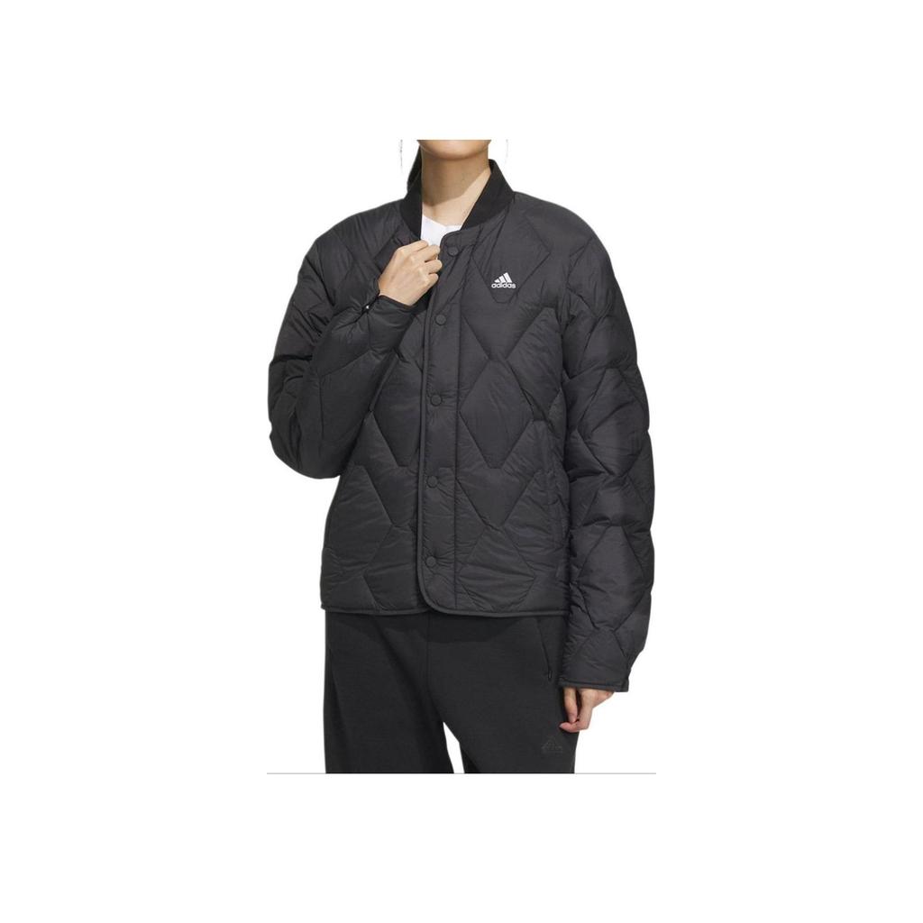 Adidas Сплошной цвет с логотипом, теплая спортивная тренировочная повседневная куртка-пуховик, мужская верхняя одежда, черный IW0775