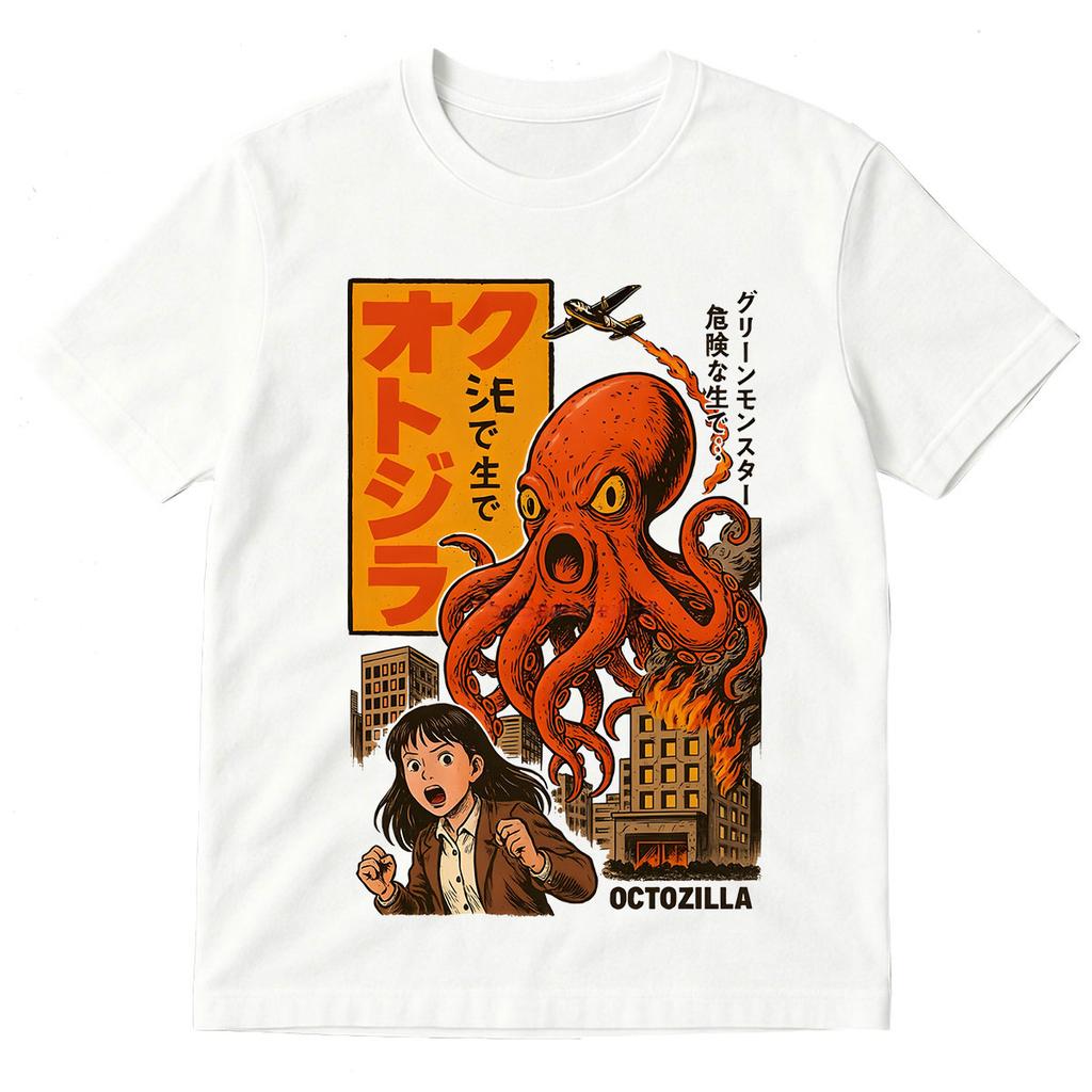Octozilla Dotonbori Пьяный Осьминог Смешные Хоррор Футболки Мужские Женские Хлопковые С Коротким Рукавом Футболки Уличная Мода