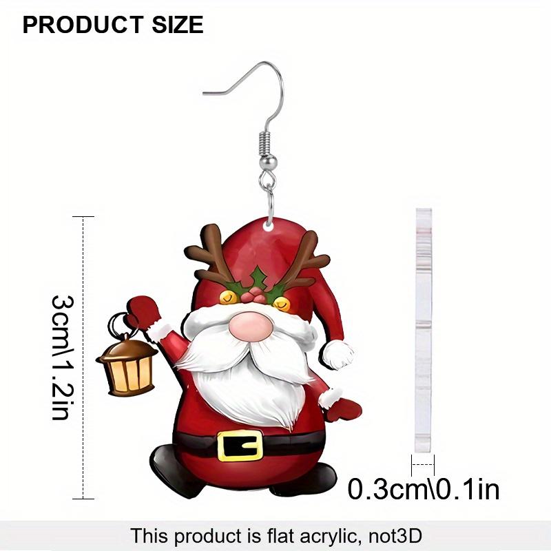 1Pair Acrylic Cartoon Christmas Dwarf Pattern Earrings Jewelry Gift for Women Female