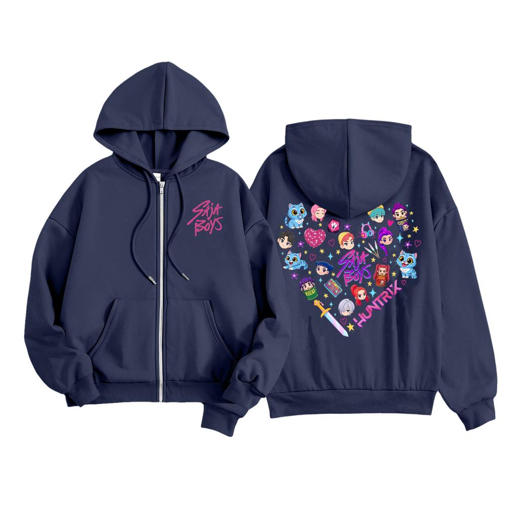 Детская модная женская легкая толстовка с длинными рукавами, застежкой-молнией, принтом и карманами.