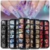 12 Grid Boxes Nail Art Rhinestones Accessories Flat-bottomed Shaped Diamonds Stained Glass Diamonds Nail Art Salon Set