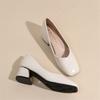 New Designers Classics Square Toe Chunky Heel Women Pumps High Heels Work Shoes Elegant Black White Office Ladies Shoe Size35-43