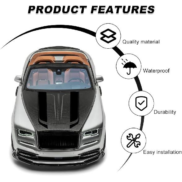 Car Hood Decal Sticker, Automotive Side Body Stripe Graphics Racing Bumper Sticker, Universal Vehicle Skirt Roof Bonnet Vinyl Decal Exterior