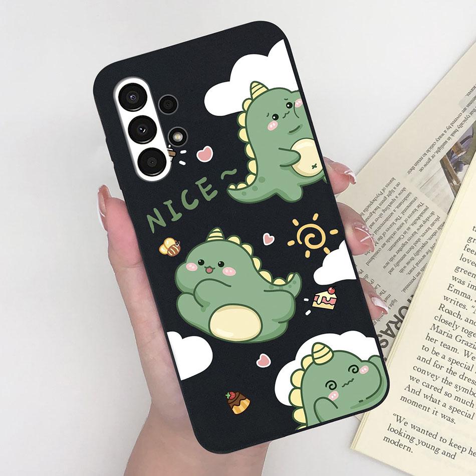 For Samsung Galaxy A13 4G Fashion Phone Case Cute Dinosaur Smiling Face Soft Silicon Funda Shell For Samsung GalaxyA13 Bumper