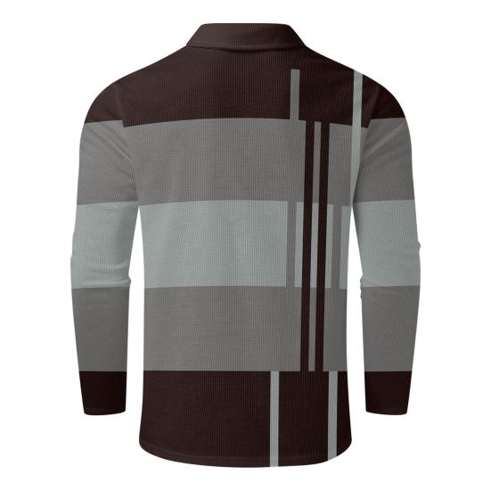 Мужской весенне-осенний топ с цветными блоками и пуговицами с отложным воротником и длинным рукавом, мягкая дышащая повседневная мужская рубашка средней длины в деловом стиле