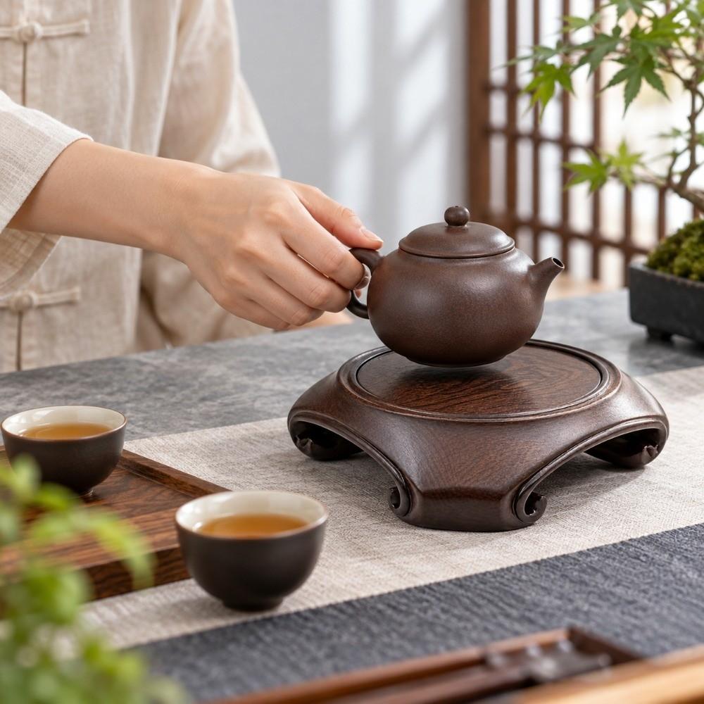 Solid Wood Display Pedestal Base Teapot Stand Display Base Rack Wooden Display Stand Garden