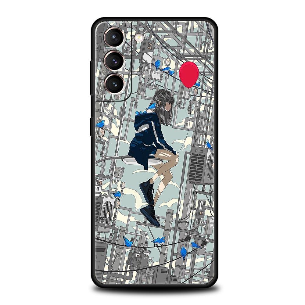 Мягкий чехол для телефона «Аниме Девушка Арт Пейзаж» для Samsung Galaxy S23 S22 S21 S20 FE Ultra 5G S10 S10E S9 S8 Plus 10 20, силиконовый чехол