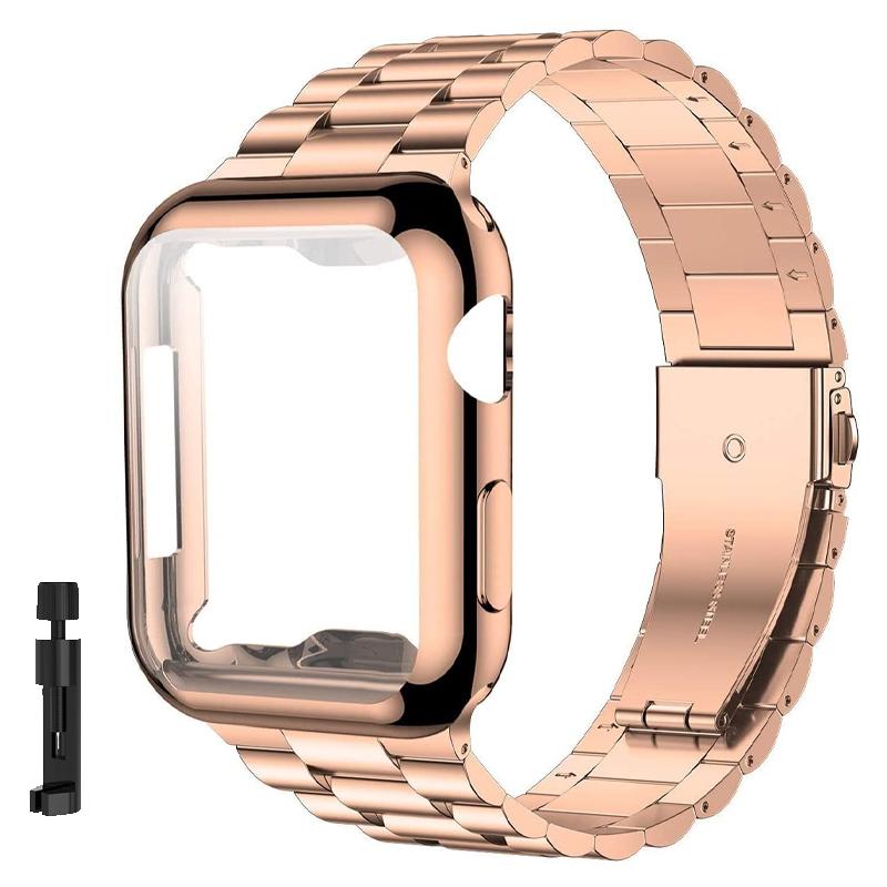 Чехол+Ремешок Ремешок для iWatch Ultra2 49 мм Металлический ремешок из нержавеющей стали Для Apple Watch 9 41 45 мм 44 мм 40 мм Серии SE 8 7 6 5 4 Чехол