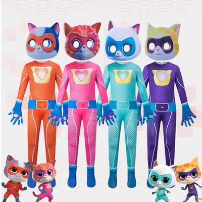 Аниме персонаж косплей комбинезон Superkitties, костюмы на Хэллоуин, костюмы для выступлений, супер кошки