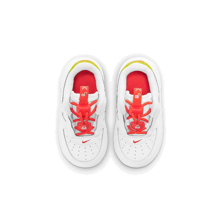 Nike Air Force 1 Toggle Low top Skateboard Shoes White Red Yellow Infant Toddler (Unisex) Toddler Shoes CU5289 102