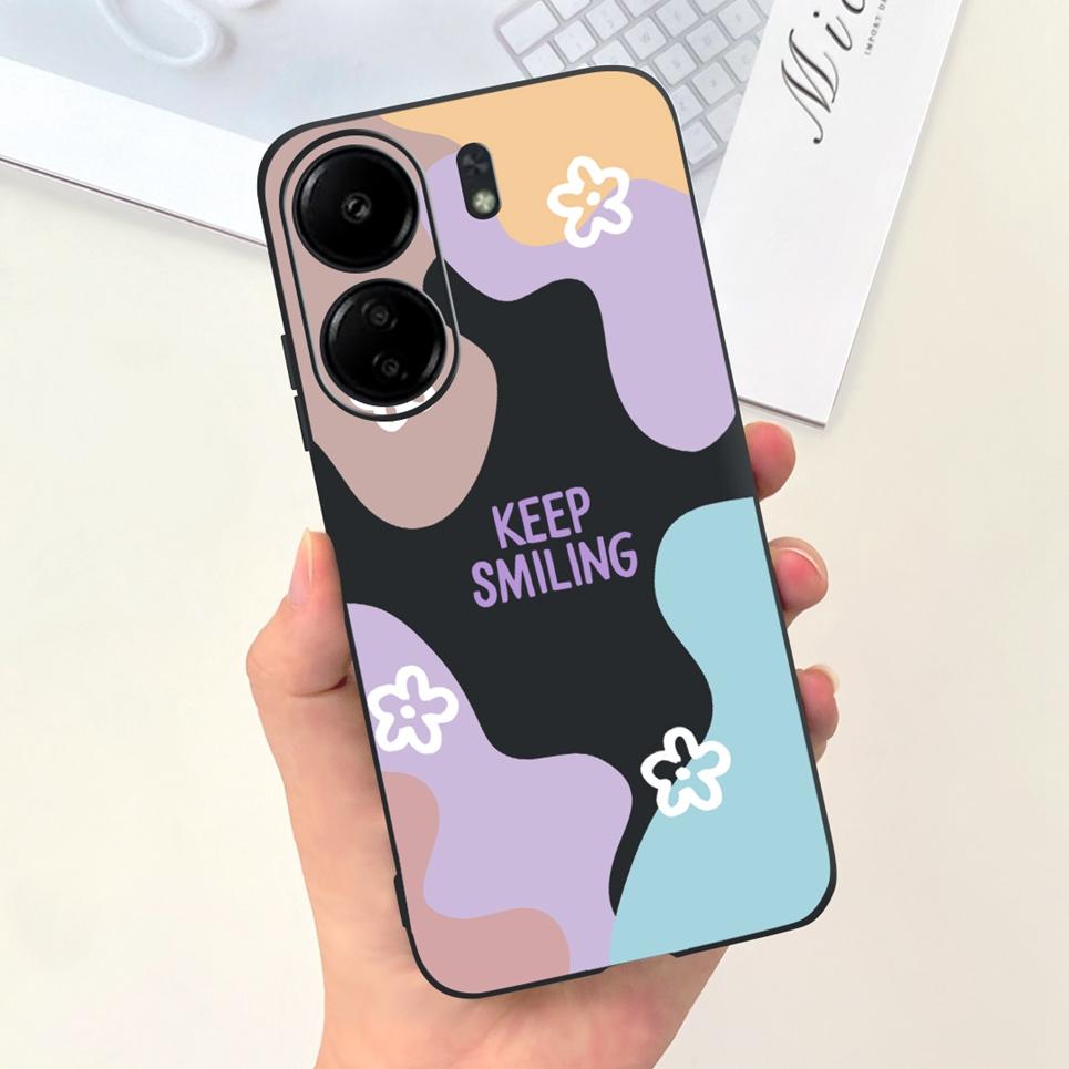 Чехол для Xiaomi Poco C65 Чехол PocoC65 Мультяшный Черное Ночное Небо Модный Дизайн Узор Чехол Для Xiomi Poco c 65 Мягкая Резина ТПУ
