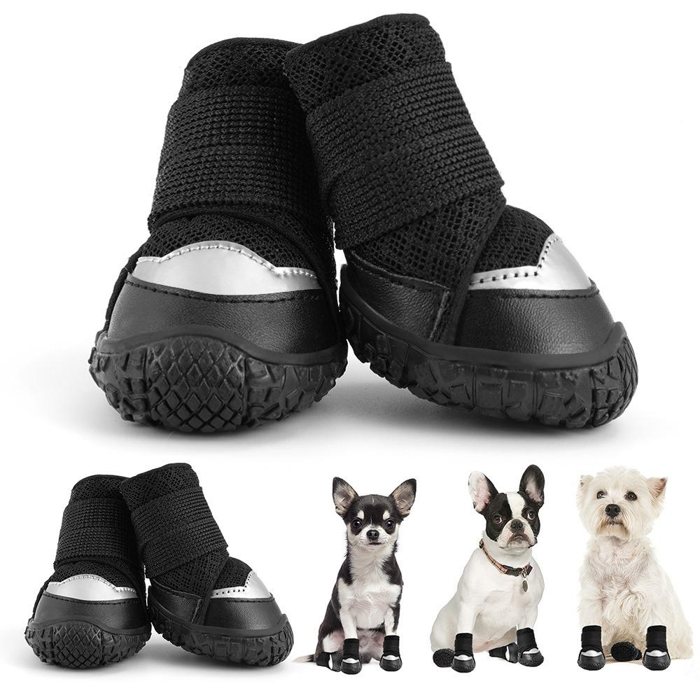 4pcs/set Wear-resistant Dog Boots Breathable Puppy Mesh Shoes Pet Booties Dog Shoes Running