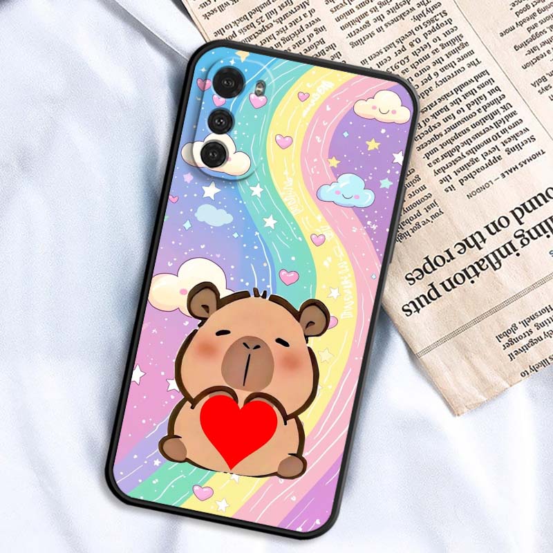 Мультяшный Аниме Капибара Арт Чехол для Телефона Для Motorola G85 Edge 50 G24 G35 G14 G04 40 G72 G34 G G54 G13 G32 5G Черный