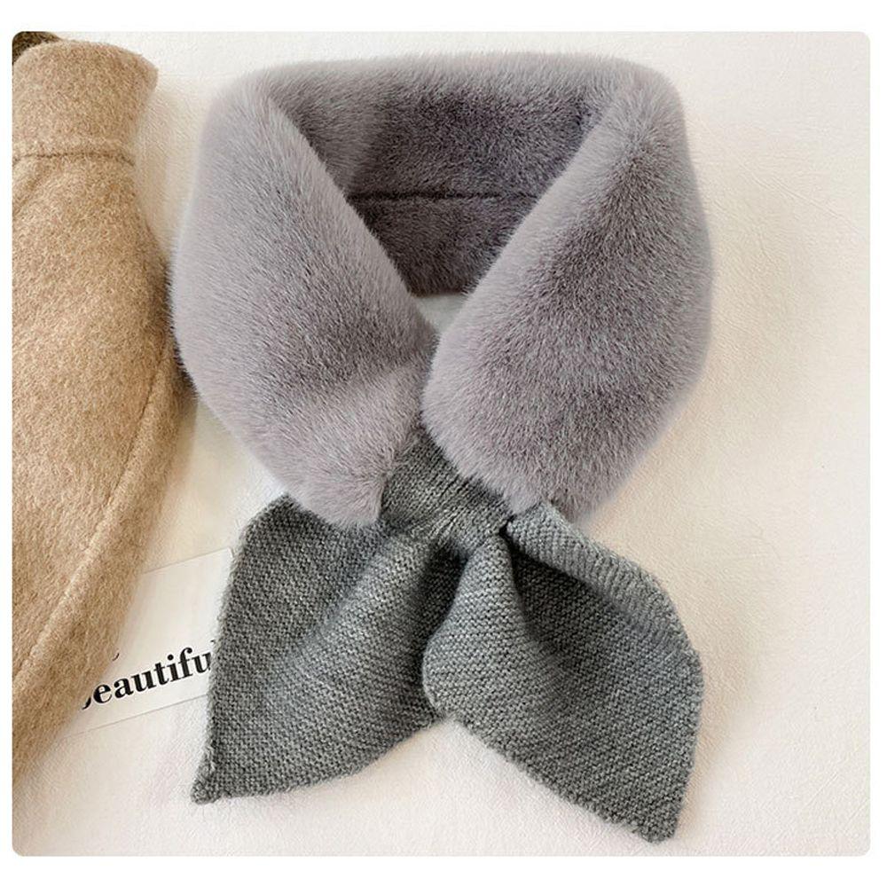 Coffee Color Faux Fur Rabbit Women Autumn Winter Thicken Warm Knitted Wool Scarf Neck Guard Scarves