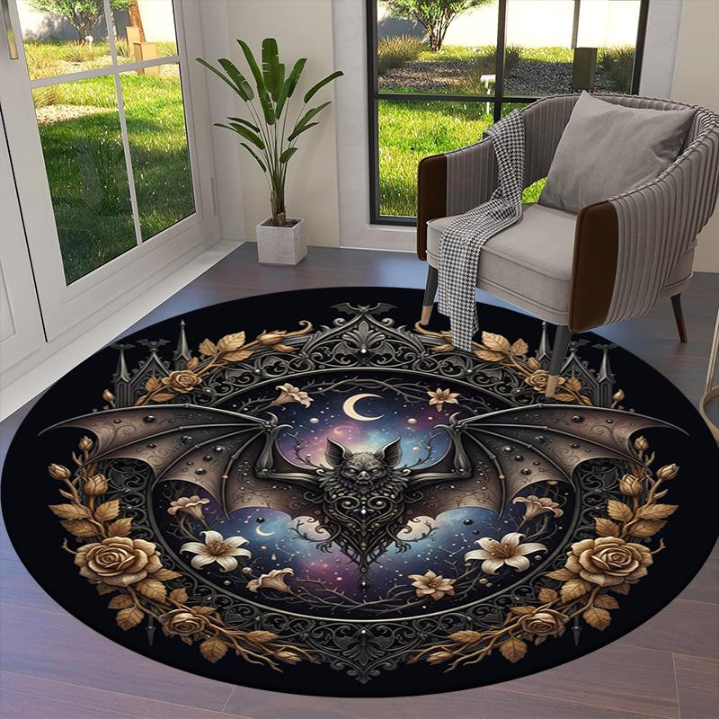 Bat Retro Round Area Rug,Carpet Rug for Living Room Bedroom Sofa Playroom Decor,Non-slip Floor Mat99