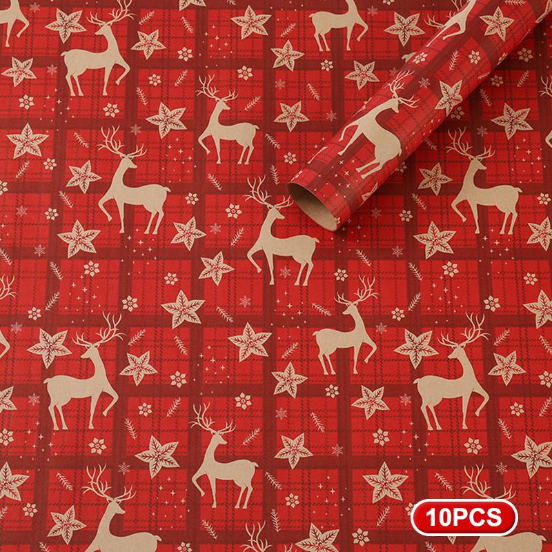 10pcsChristmas Gift Wrapping Paper Multi-purpose Portability Gift Packaging Papers Party Wedding Gift Wrapping Decoration Papers