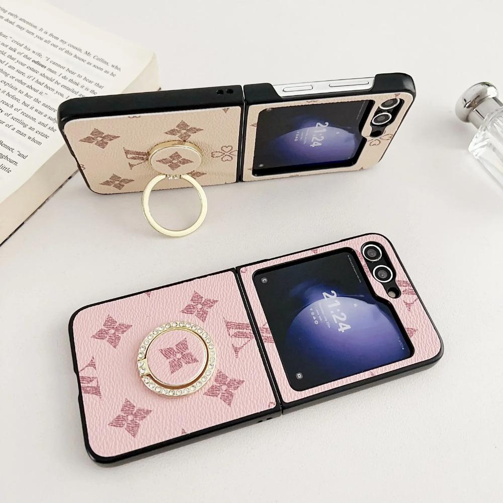 Роскошный деловой чехол для телефона с ретро-узором и двойным V для Samsung Galaxy Z Flip 7 6 5 4 3, черный браслет-цепочка, женская защитная крышка