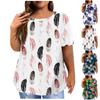 Women's Short Sleeve Shirt Round Neck Plus Size T-Shirt Printed Casual Tops