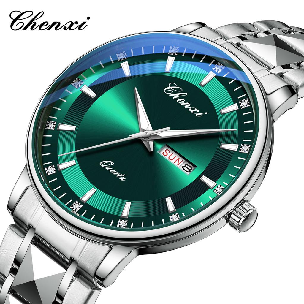 Men's Calendar Night Light Waterproof Watch Double Calendar Dial Fashionable Trendy Quartz Watch