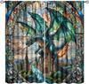 Stained Glass Blackout Window Curtains, Autumn Forest Mosaic Art Beautiful Nature Scenery Stained Glass Home Kitchen Livingroom