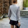 Women Winter Half High Neck Long Sleeve Sequins Splicing Knit Sweater Top