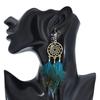 1 Pair Retro Bohemia Women Hook Earrings Feather Tassel Round Drop Earrings Palace Style Dangle Earrings Jewelry Gift