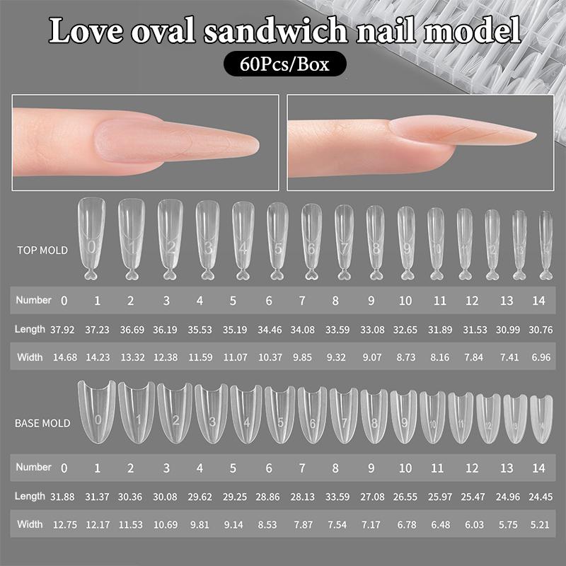 Двойные формы для наращивания ногтей (Sandwich Dual Nail Forms) 60 шт., 15 размеров, для быстрого наращивания - Двойные формы, Т-образные, Эллипс, Формы для маникюра, Верхняя форма, Нижняя форма, 3D