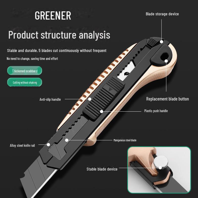 Green Forest Heavy-Duty All-Steel Utility Knife: Industrial-Grade, Thickened, Durable, Large Wallpaper & Paper Cutter